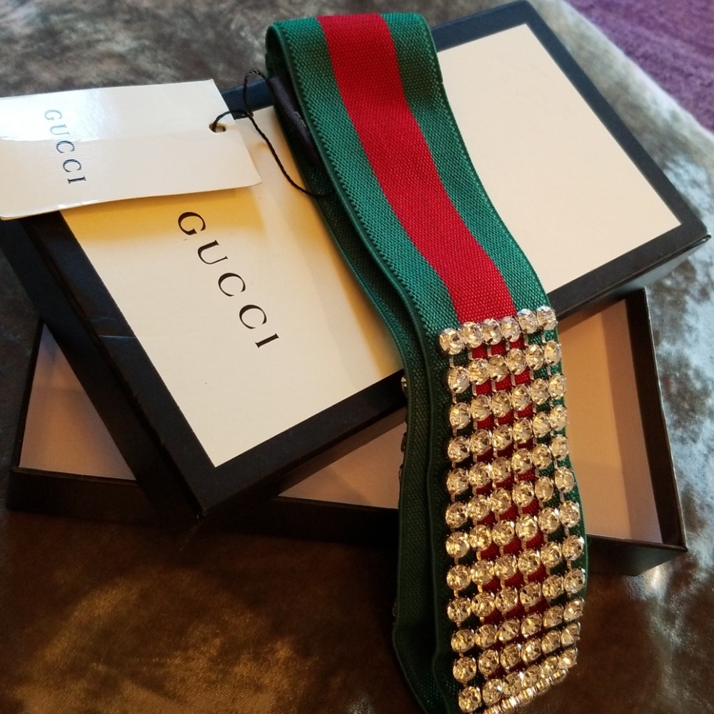 Authentic Gucci Web Crystal Headband